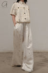 Mutedance 24 Spring/Summer Silk Elastic Waist Loose Pants MD-MD24SS10-HUIBAI hoary PM114